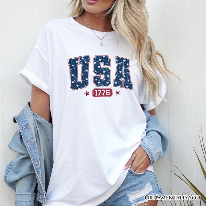USA 1776 Stars T-Shirt, Bold Patriotic Tee for Independence Day T-Shirts OrnamentallyYou