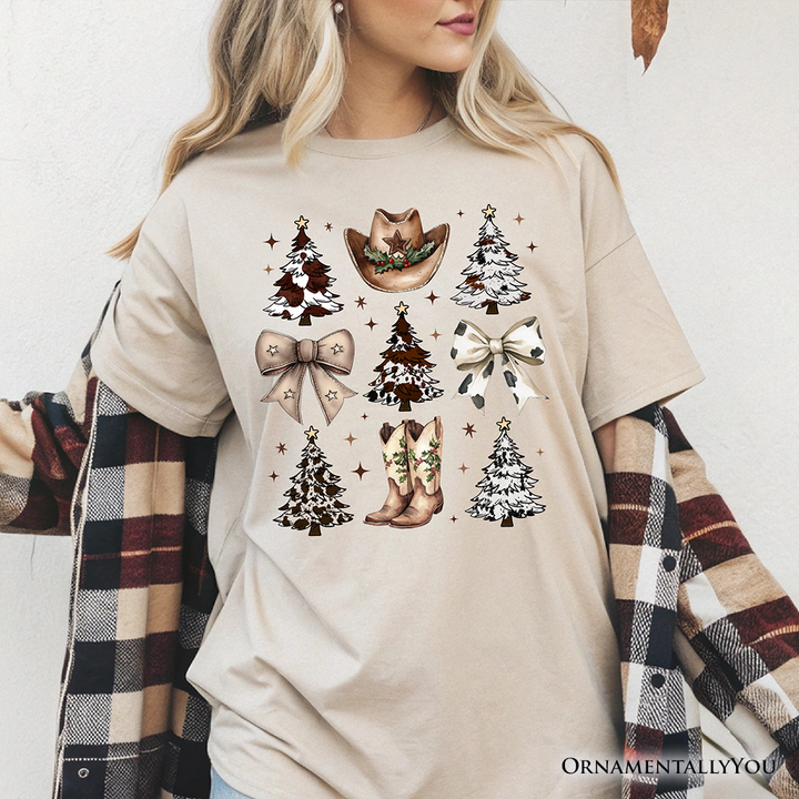 Western Christmas Coquette Tree T-Shirt, Country Holiday Cowboy Tee