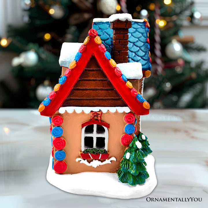 (Pre-Order) Whimsically Sweet Gingerbread Home Lighted Christmas Decoration, 7" LED Table Figurine Holiday Decor Resin Statues OrnamentallyYou