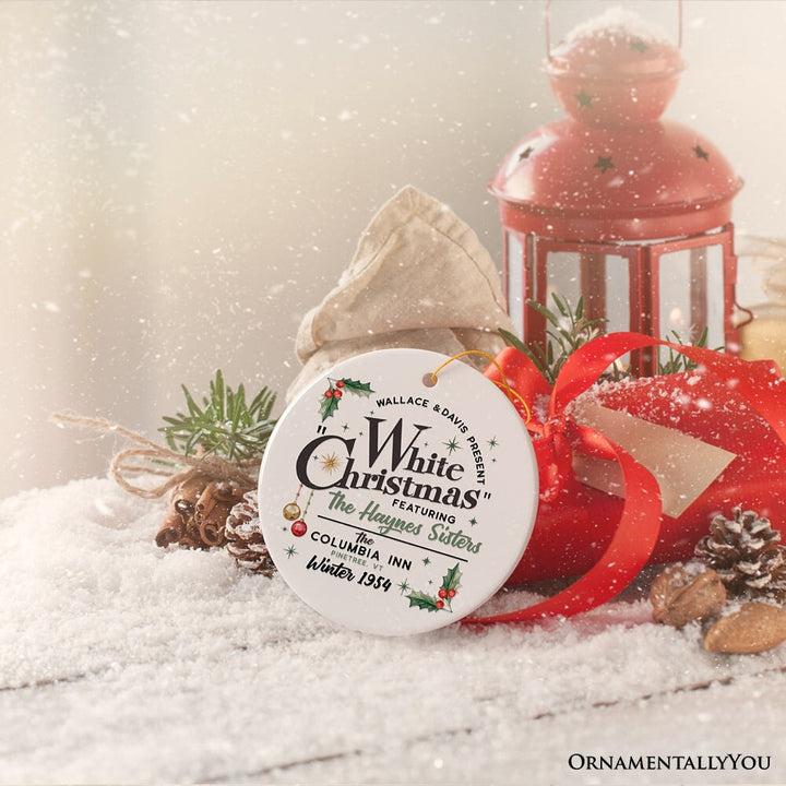 White Christmas Ornament, Retro 1954 Holiday Inn Movie Gift and Tree Decor Ceramic Ornament OrnamentallyYou