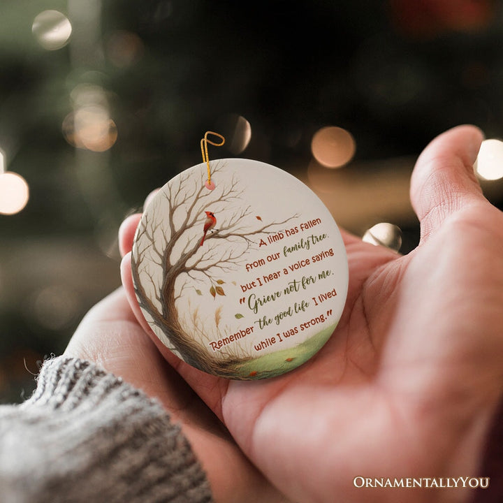 A Life Well-Lived Memorial Tree Ornament, Cherished Family Christmas Keepsake Ceramic Ornament OrnamentallyYou