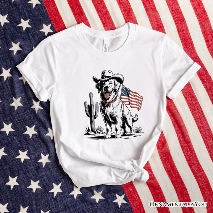 American Cowboy Dog T-Shirt, Western 4th of July Tee for Pet Lovers T-Shirts OrnamentallyYou White XS