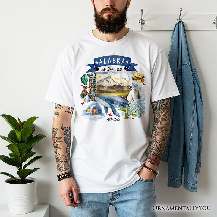 Artistic Alaska State Themes and Landmarks T-Shirt, Tee for History and Travel Lovers T-Shirts OrnamentallyYou