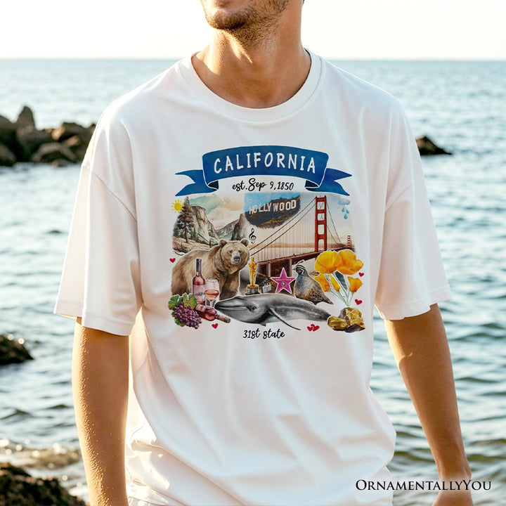 Artistic California State Themes and Landmarks T-Shirt, Tee for History and Travel Lovers T-Shirts OrnamentallyYou