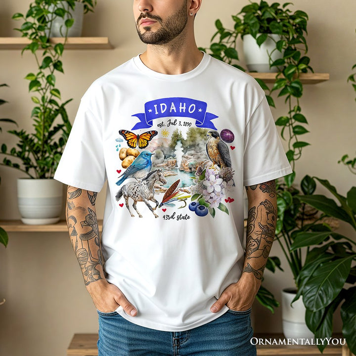 Artistic Idaho State Themes and Landmarks T-Shirt, Tee for History and Travel Lovers T-Shirts OrnamentallyYou