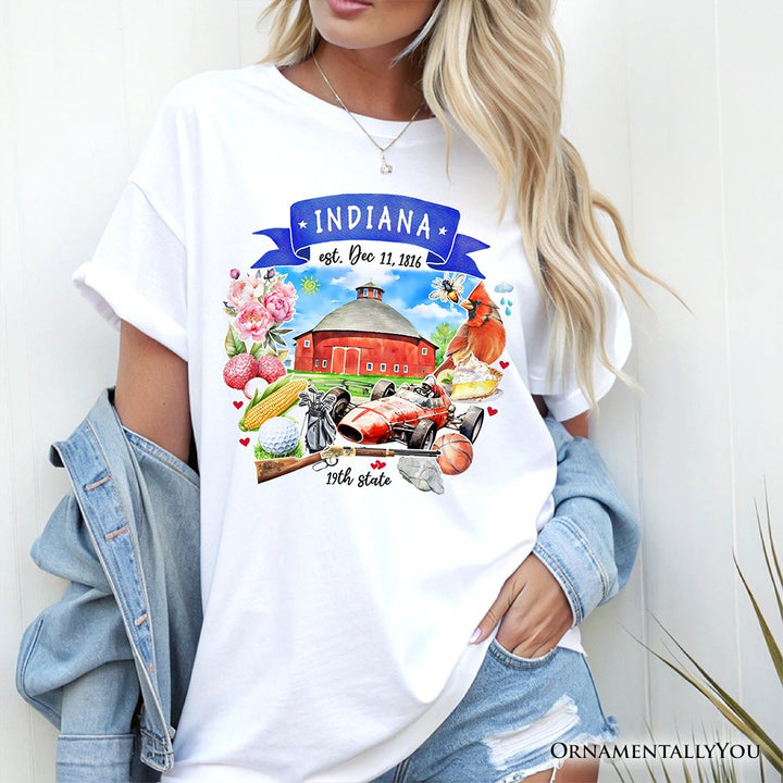 Artistic Indiana State Themes and Landmarks T-Shirt, Tee for History and Travel Lovers T-Shirts OrnamentallyYou