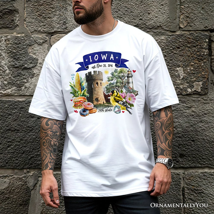 Artistic Iowa State Themes and Landmarks T-Shirt, Tee for History and Travel Lovers T-Shirts OrnamentallyYou