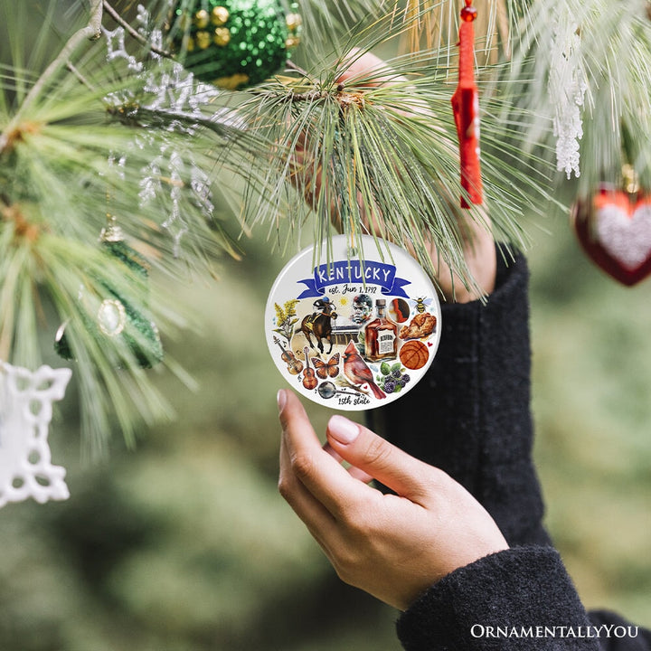 Artistic Kentucky State Themes and Landmarks Christmas Ornament Ceramic Ornament OrnamentallyYou