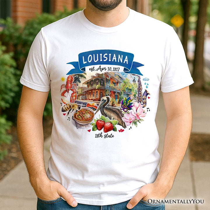 Artistic Louisiana State Themes and Landmarks T-Shirt, Tee for History and Travel Lovers T-Shirts OrnamentallyYou