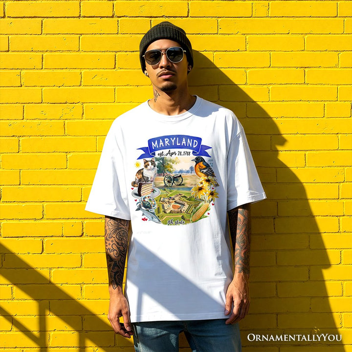 Artistic Maryland State Themes and Landmarks T-Shirt, Tee for History and Travel Lovers T-Shirts OrnamentallyYou