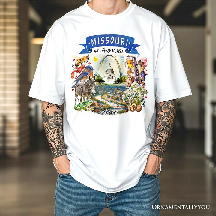 Artistic Missouri State Themes and Landmarks T-Shirt, Tee for History and Travel Lovers T-Shirts OrnamentallyYou