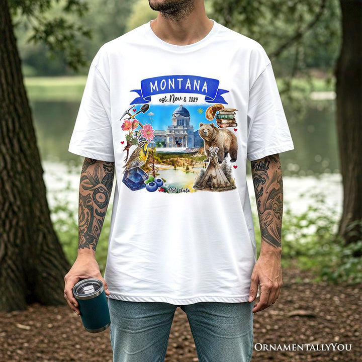 Artistic Montana State Themes and Landmarks T-Shirt, Tee for History and Travel Lovers T-Shirts OrnamentallyYou