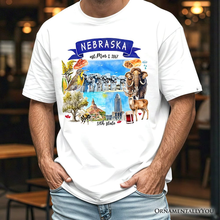 Artistic Nebraska State Themes and Landmarks T-Shirt, Tee for History and Travel Lovers T-Shirts OrnamentallyYou
