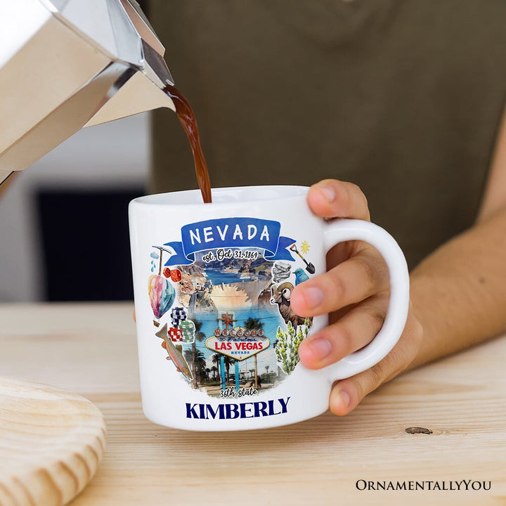 Artistic Nevada State Themes and Landmarks Personalized Mug With Custom Name Personalized Ceramic Mug OrnamentallyYou