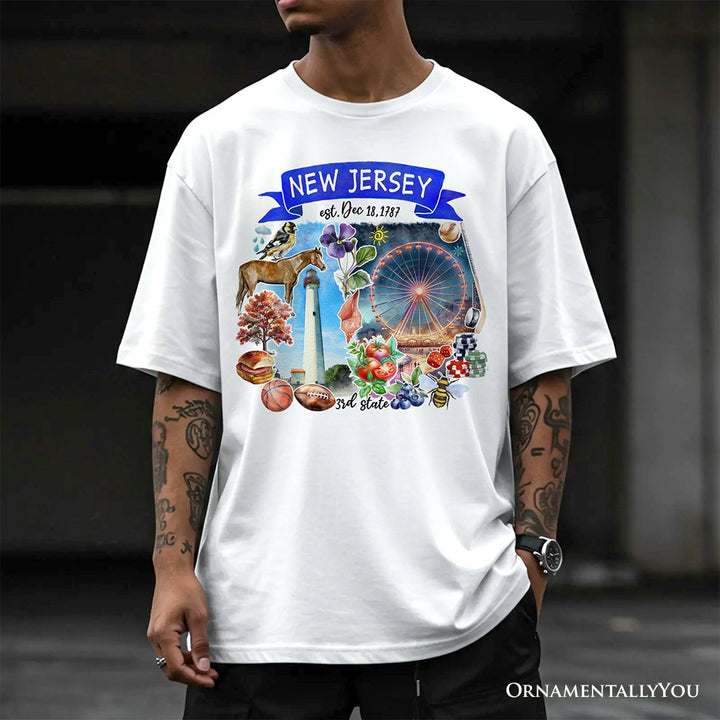Artistic New Jersey State Themes and Landmarks T-Shirt, Tee for History and Travel Lovers T-Shirts OrnamentallyYou