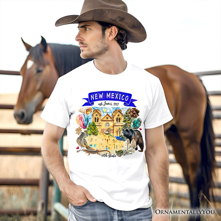 Artistic New Mexico State Themes and Landmarks T-Shirt, Tee for History and Travel Lovers T-Shirts OrnamentallyYou
