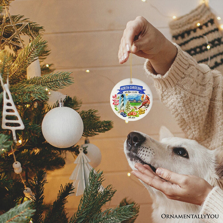 Artistic North Carolina State Themes and Landmarks Christmas Ornament Ceramic Ornament OrnamentallyYou
