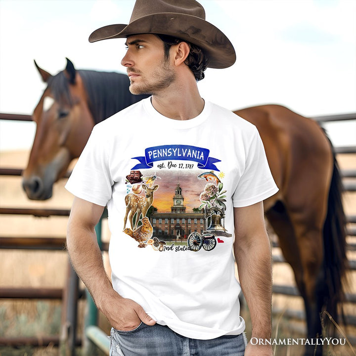 Artistic Pennsylvania State Themes and Landmarks T-Shirt, Tee for History and Travel Lovers T-Shirts OrnamentallyYou