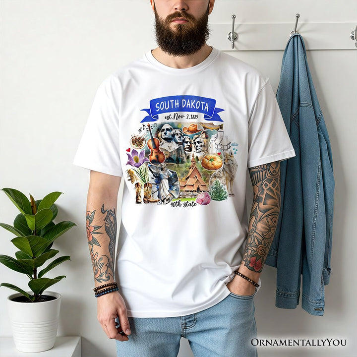 Artistic South Dakota State Themes and Landmarks T-Shirt, Tee for History and Travel Lovers T-Shirts OrnamentallyYou