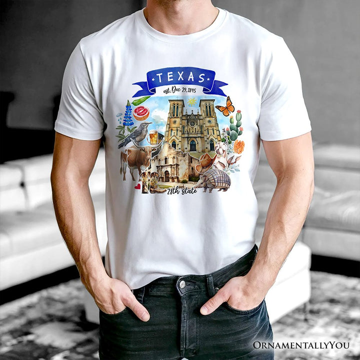 Artistic Texas State Themes and Landmarks T-Shirt, Tee for History and Travel Lovers T-Shirts OrnamentallyYou