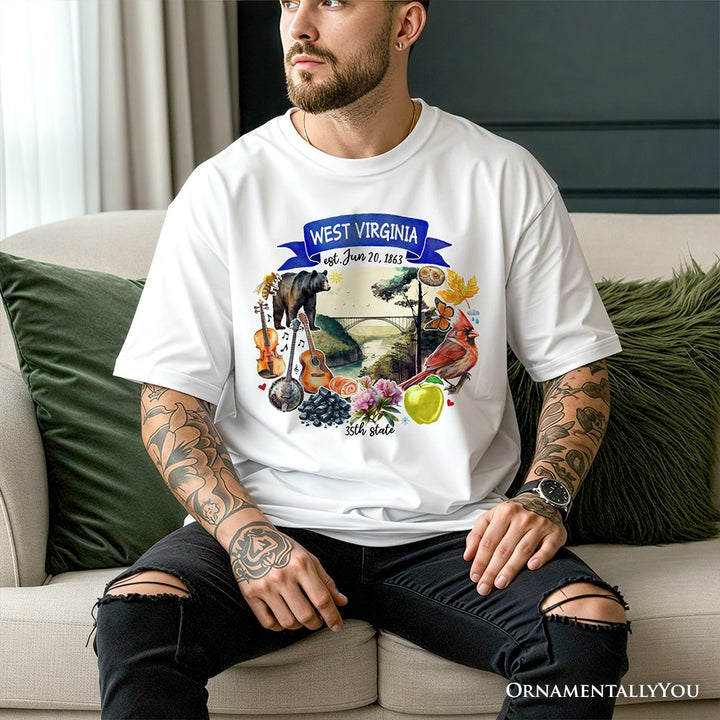 Artistic West Virginia State Themes and Landmarks T-Shirt, Tee for History and Travel Lovers T-Shirts OrnamentallyYou