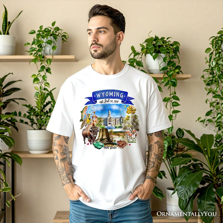 Artistic Wyoming State Themes and Landmarks T-Shirt, Tee for History and Travel Lovers T-Shirts OrnamentallyYou