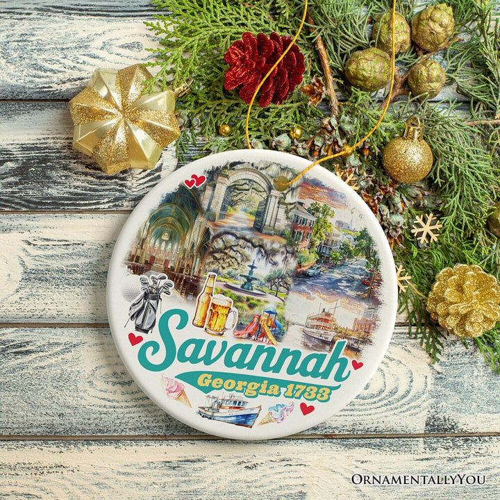 Artistically Scenic Savannah Ornament, Georgia Historical City and Nature Christmas Ornament Ceramic Ornament OrnamentallyYou Circle Version 2