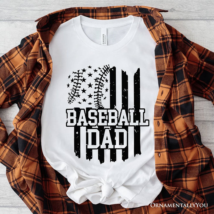 Baseball Dad T-Shirt, Black and White Patriotic Tee for Sports Fathers T-Shirts OrnamentallyYou White XS