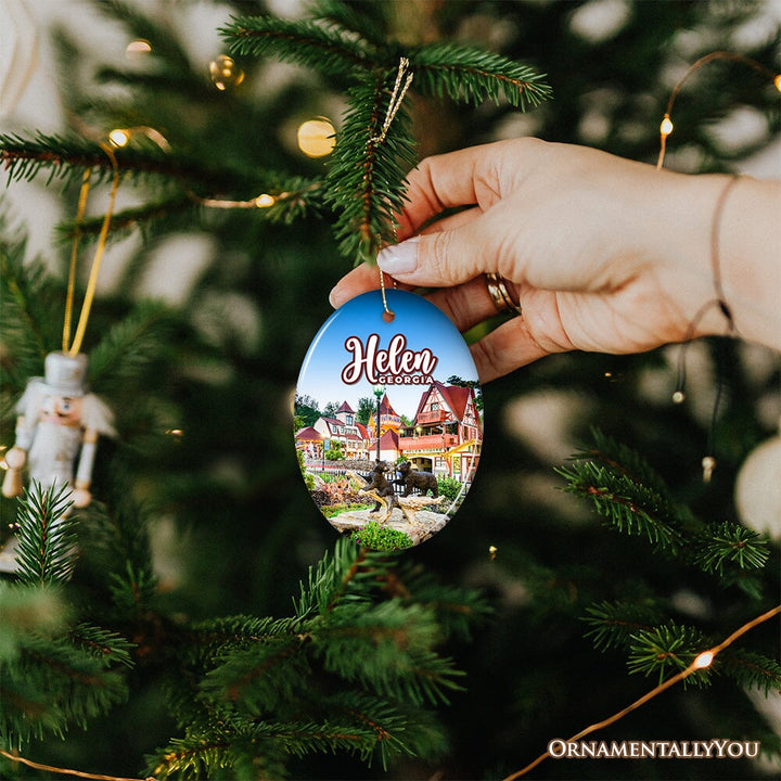 Beautiful Helen Town Georgia Ornament, German-inspired Alpine Village for Christmas Gift Ceramic Ornament OrnamentallyYou