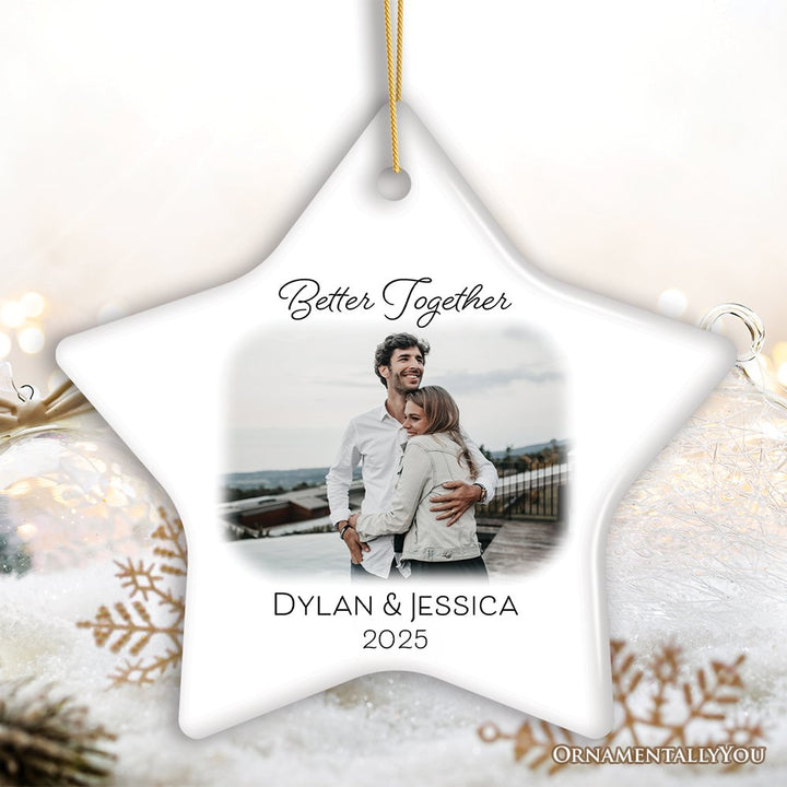 Better Together Photo Upload Keepsake Christmas Ornament Ceramic Ornament OrnamentallyYou Star