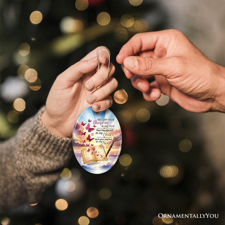 Blueprint in Mind, Heart and Soul Ornament, Heavenly Christmas Memorial Gift Ceramic Ornament OrnamentallyYou