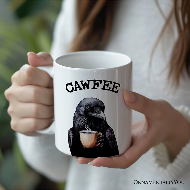 Cawfee Crow Personalized Mug, Funny Bird Lover Gift With Custom Name Personalized Ceramic Mug OrnamentallyYou