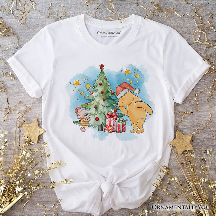 Christmas With Pooh Bear and Friends T-Shirt, Heartwarming Holiday Tee T-Shirts OrnamentallyYou White XS