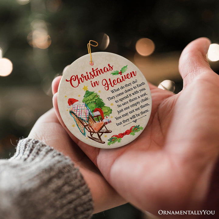 Christmas in Heaven Memorial Ornament, Gentle Reminder of Loved Ones for Holiday Decor Ceramic Ornament OrnamentallyYou