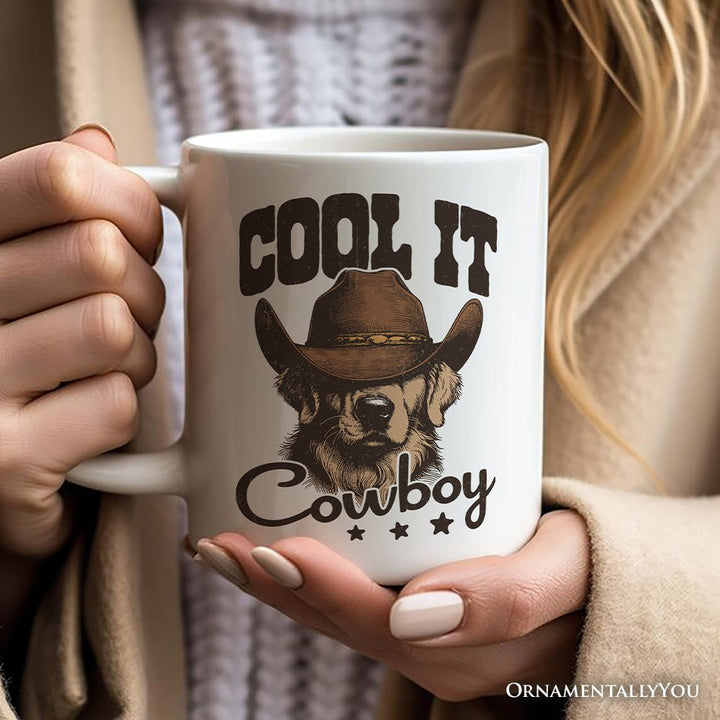 Cool It Cowboy Personalized Mug, Retro Western Golden Retriever Country Lovers Gift With Custom Name Personalized Ceramic Mug OrnamentallyYou 12oz Mug Non-Custom