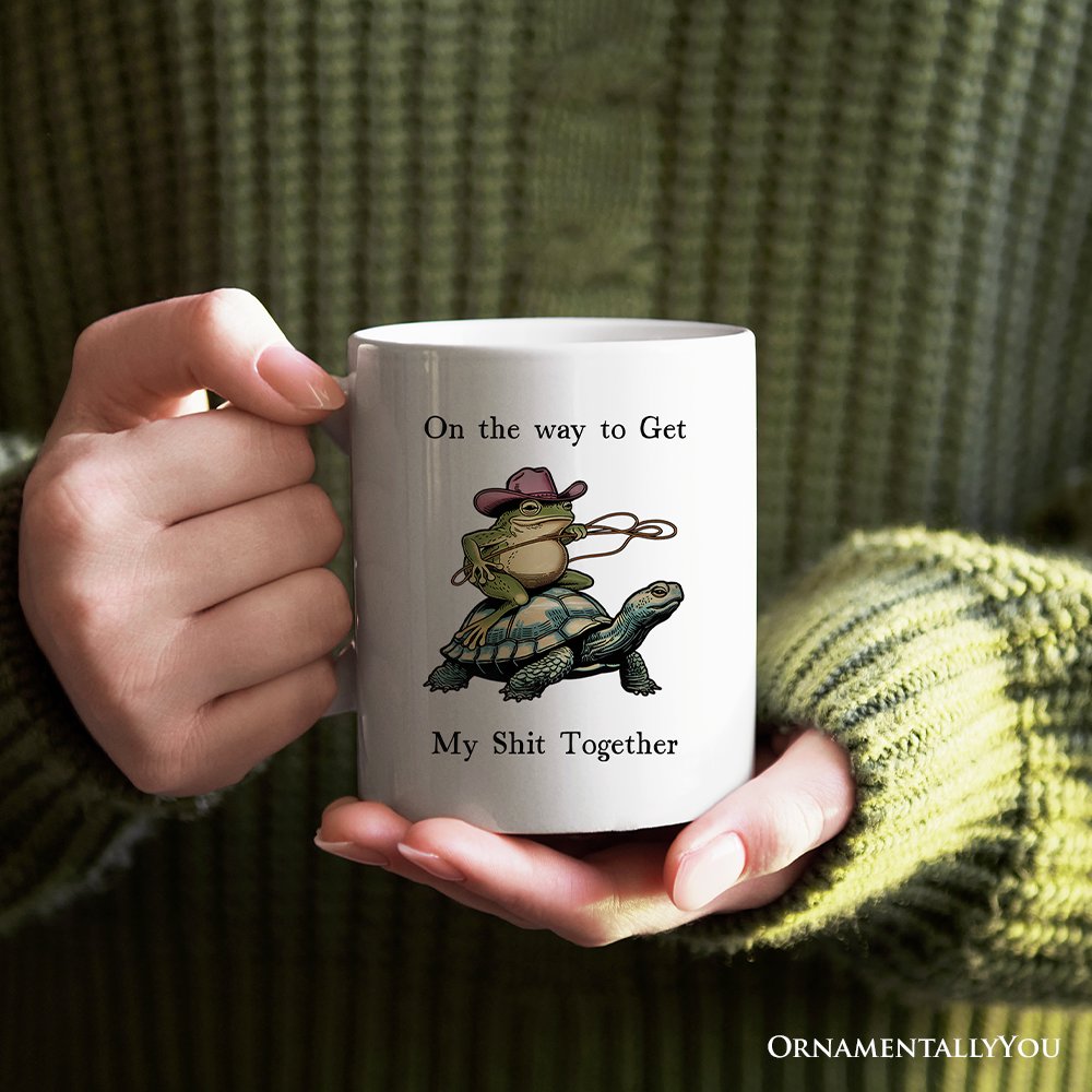 Cowboy Frog And Turtle Personalized Mug, Sarcastic Quote Gift With Custom Name Personalized Ceramic Mug OrnamentallyYou