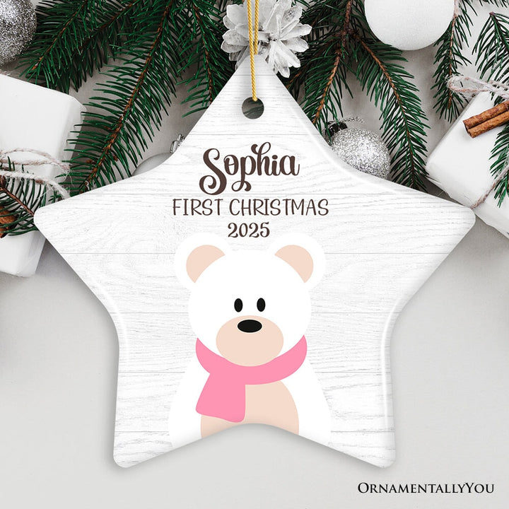Cute Baby Polar Bear 1st Christmas Customized Ornament Ceramic Ornament OrnamentallyYou Star