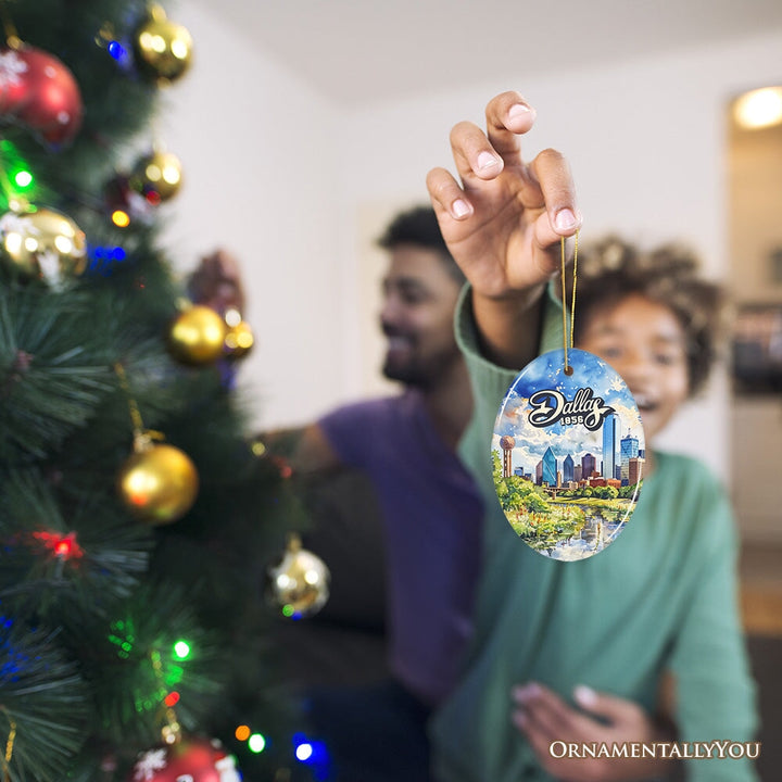 Dallas City Artistic Ceramic Ornament, Texas Souvenir and Christmas Decoration Keepsake Ceramic Ornament OrnamentallyYou