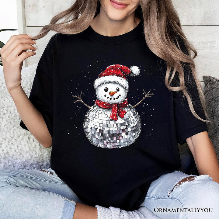 Disco Snowman Christmas T‑Shirt, Retro Holiday Tee for Dancers T-Shirts OrnamentallyYou