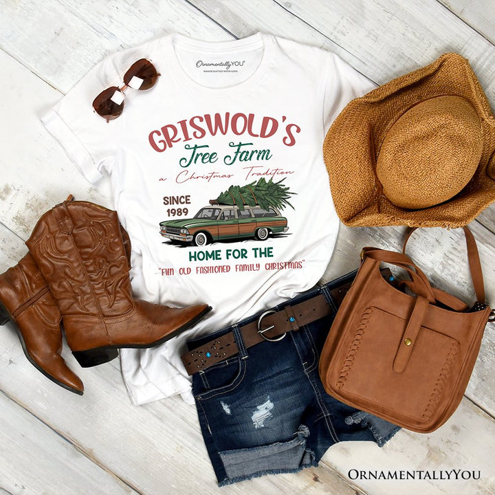 Griswold’s Tree Farm T-Shirt, Retro Family Christmas Vacation Tee T-Shirts OrnamentallyYou White XS