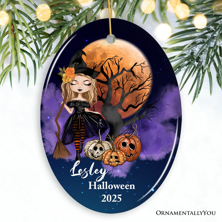 Halloween Witch Besties Personalized Ornament Ceramic Ornament OrnamentallyYou Oval