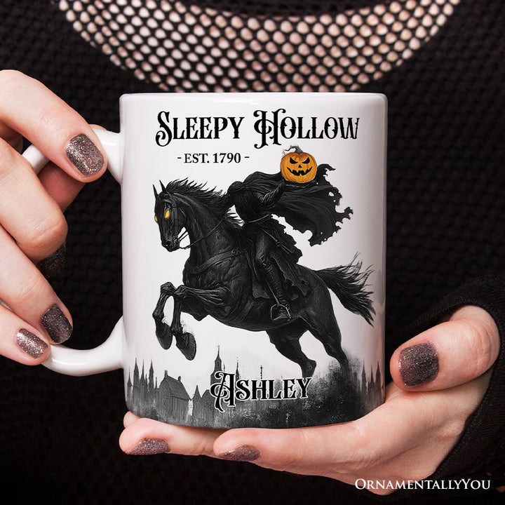 Headless Horseman Spooky Halloween Personalized Mug, The Legend of Sleepy Hollow Gift With Custom Name Personalized Ceramic Mug OrnamentallyYou