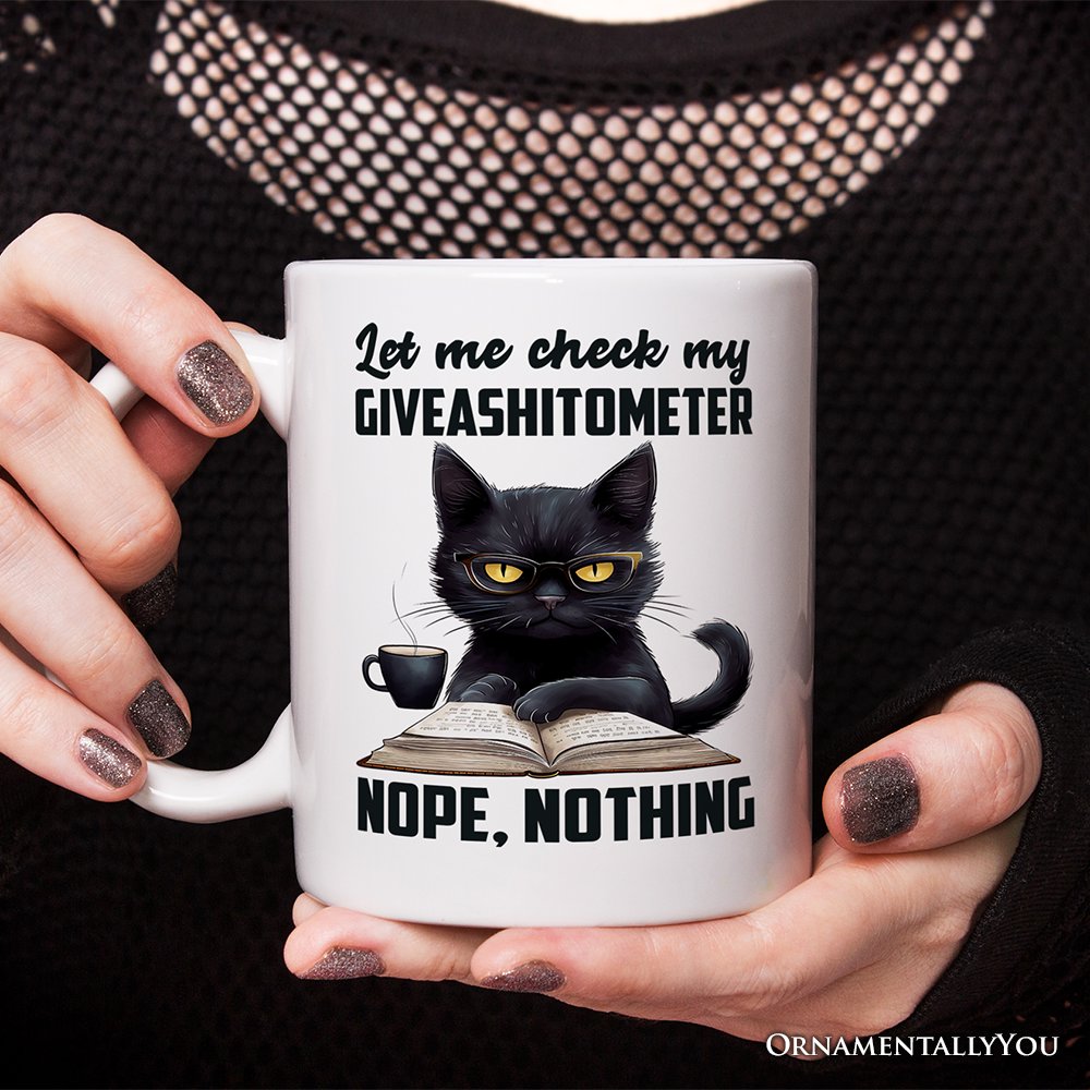 I Could Not Care Less Cat Personalized Mug, Sarcastic Black Cat Gift With Custom Name Personalized Ceramic Mug OrnamentallyYou 12oz Mug Non-Custom