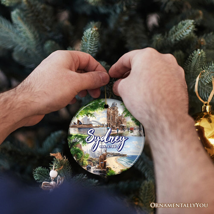 Illustrated Sydney Australia Ceramic Ornament, Travel Souvenir and Christmas Gift Ceramic Ornament OrnamentallyYou