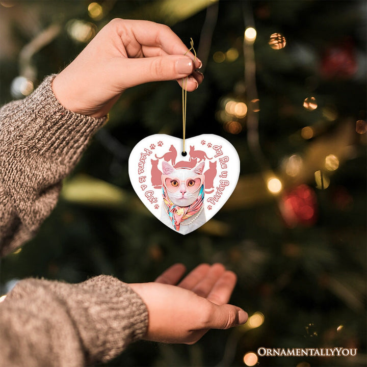 Karma is a Cat Funny Ornament, Christmas Gift for Cat Lovers Ceramic Ornament OrnamentallyYou