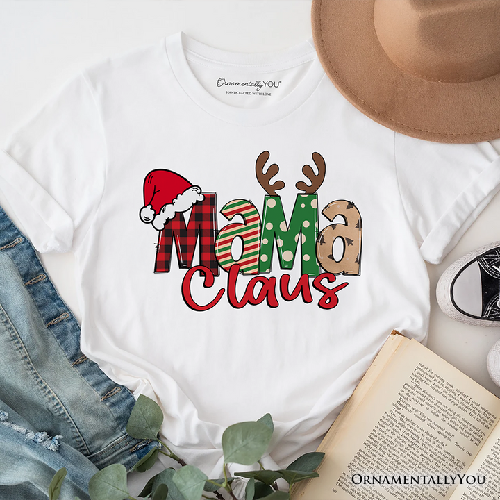 Mama Claus Retro Christmas T-Shirt, Matching Family Holiday Tee