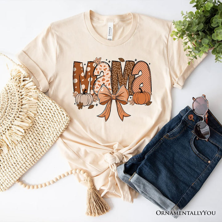 Mama Coquette Autumn T-Shirt, Cozy Fall Pumpkins for Mothers T-Shirts OrnamentallyYou Natural XS