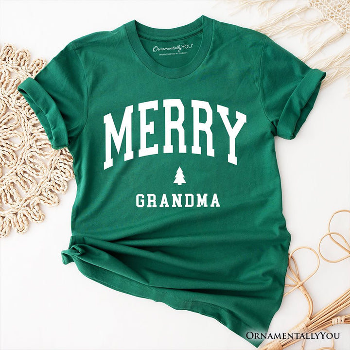 Merry Grandma Retro Christmas T-Shirt, Matching Family Holiday Tee T-Shirts OrnamentallyYou Evergreen XS