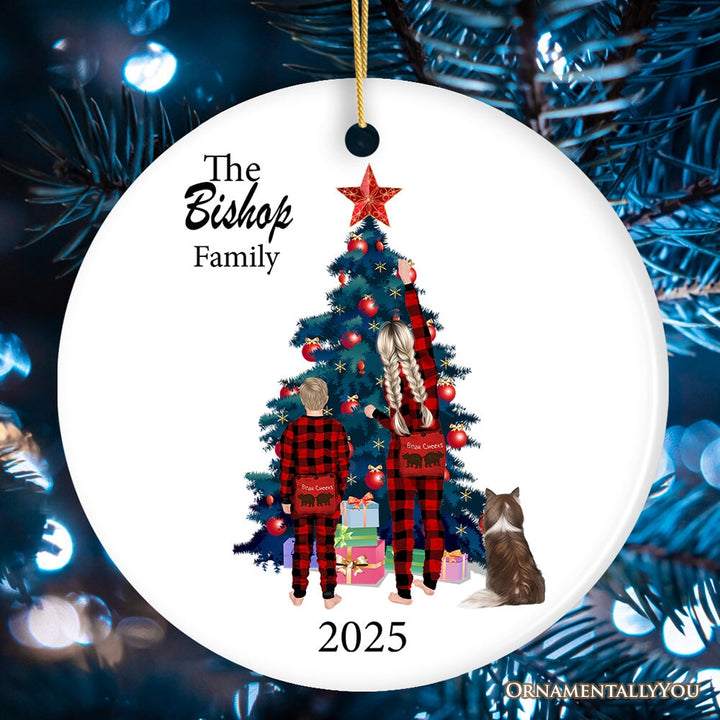 Personalized Plaid Family Christmas Ornament Ceramic Ornament OrnamentallyYou
