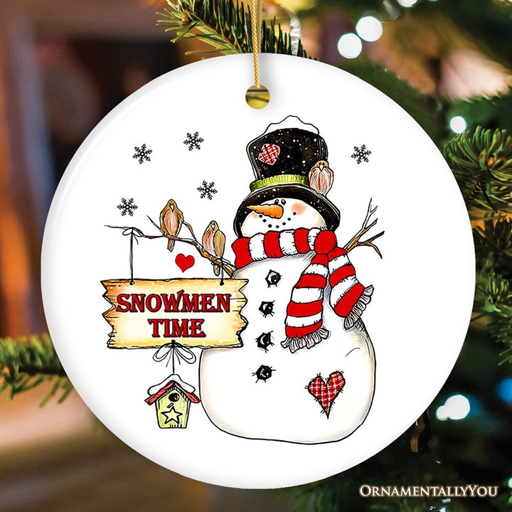Personalized Snowman Christmas Ornament, Family Gift Ceramic Ornament OrnamentallyYou Circle